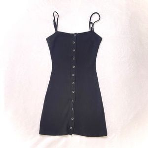 Princess Polly Black Ribbed Button Up Mini Dress